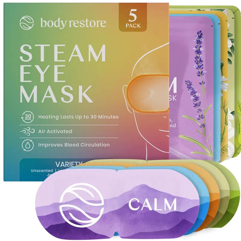 Body Restore Masque Oculaire Chauffant – Lot de 5, Compresses Chauffantes Automatiques, Cadeaux Saint-Valentin et Anniversaire, Pour Orgelets et Relaxation – Variété