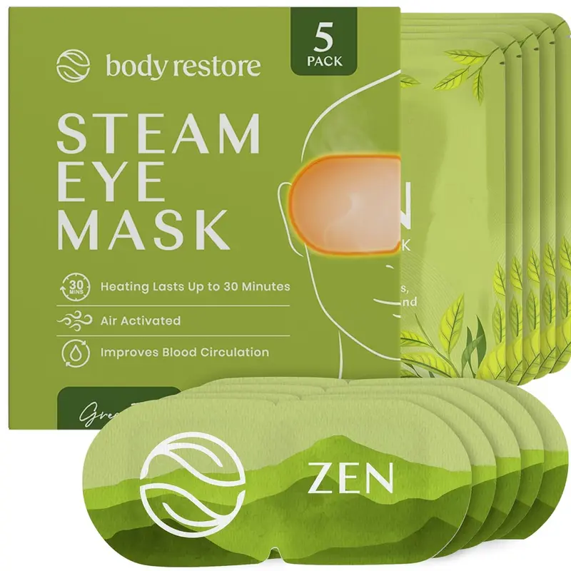 Body Restore – Masque Oculaire Chauffant Pack 5 – Thé Vert – Cadeau Saint-Valentin et Anniversaire