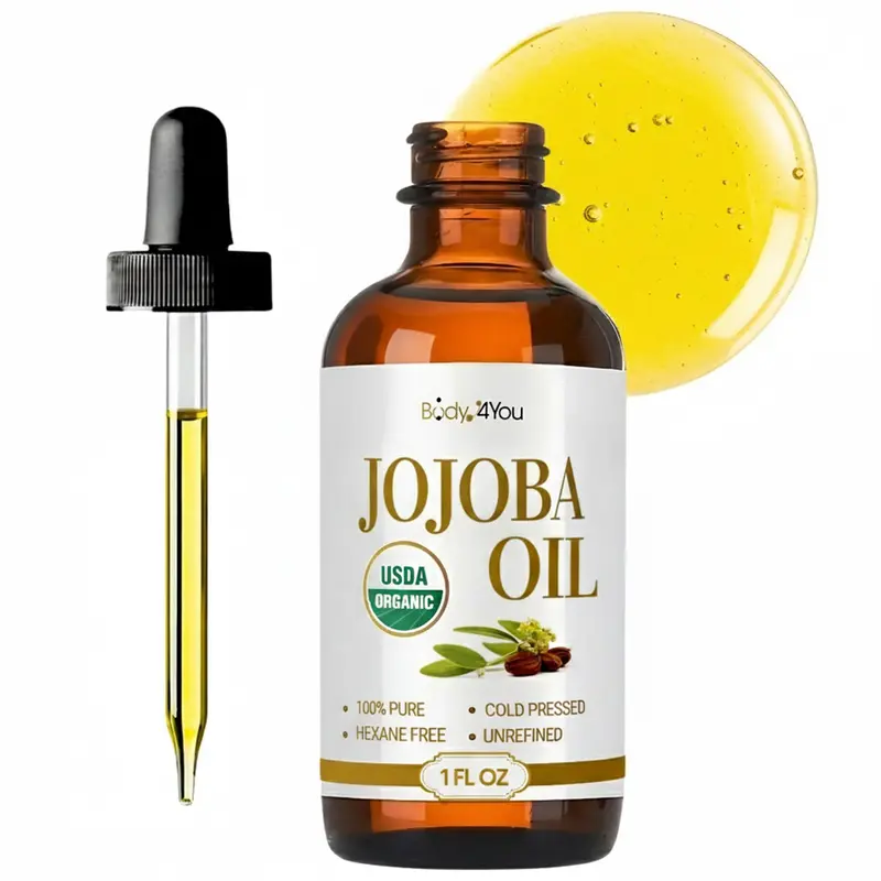BodyJ4You - Huile de Jojoba Biologique 100% Pure - USDA Organic - Soin Visage Cheveux Corps Ongles - Flacon 30 ml