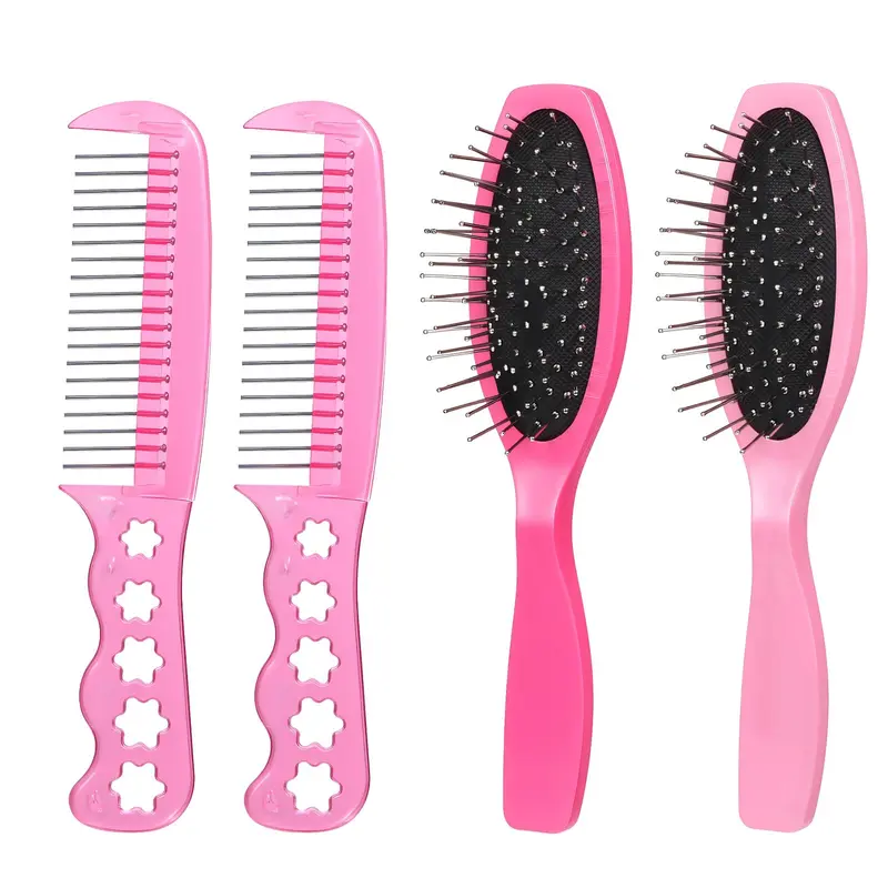 BOHUIZ — Coffret 4 Brosses et Peignes pour Cheveux de Poupée, Ensemble Compact et Portable