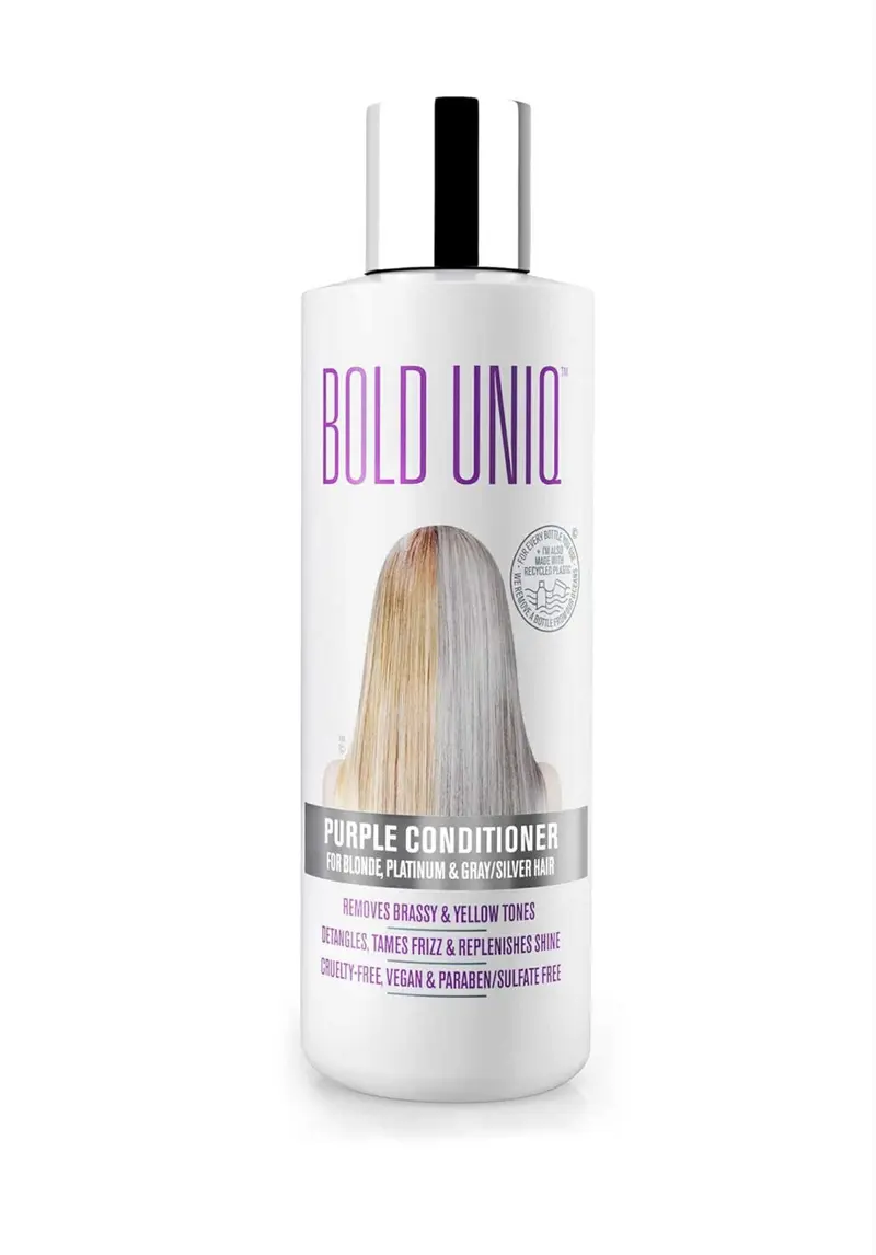 BOLD UNIQ – Conditionneur Violet pour Cheveux Blonds, Platine et Gris | Neutralise les Reflets Jaunes | 237 ml