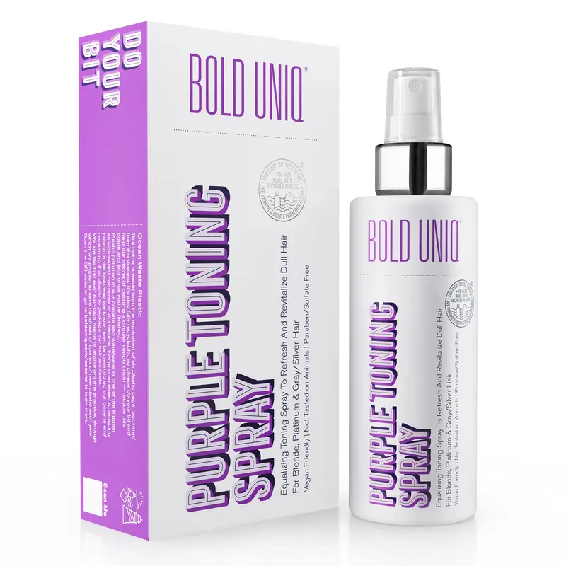 Bold Uniq Spray Tonifiant Violet – Neutralise les reflets jaunes sur blond platine et gris, végane et sans cruauté
