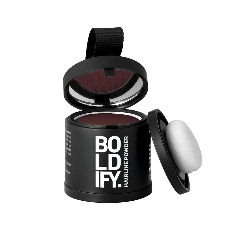 Boldify Hairline Powder (format large, 10 g) – Couverture des racines et gris – Pour femmes et hommes – Auburn foncé – Tenue 24 h
