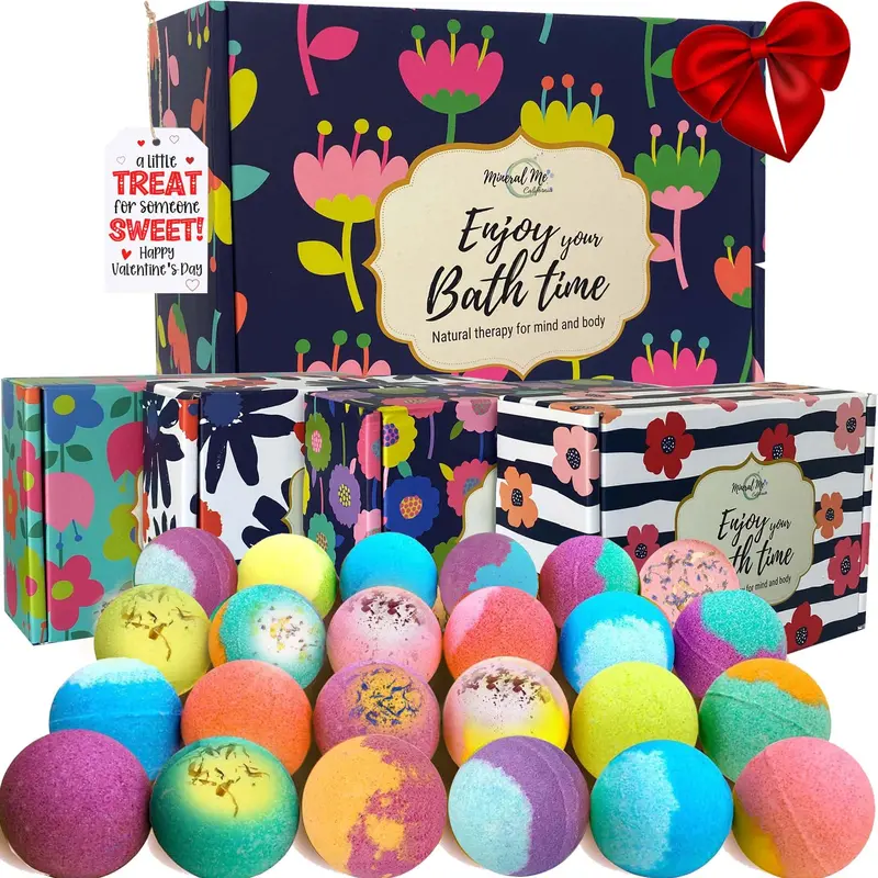 Bombes de Bain Valentins – Coffret 24 Bombes Naturelles et Véganes | Mineral Me California