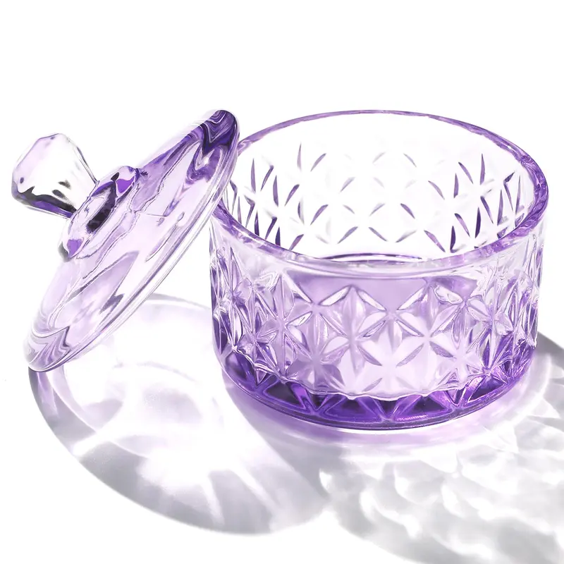BOMOQING Plat à mélanger pour ongles avec couvercle – Verre 60 ml, Violet