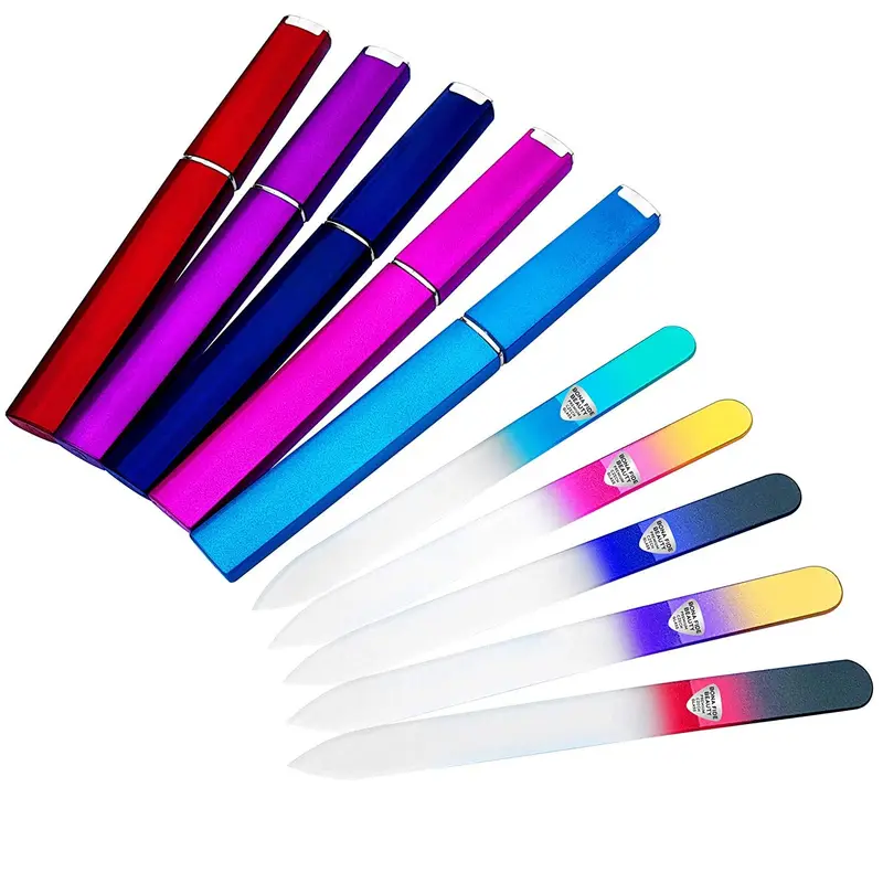 Bona Fide Beauty Lime à Ongles Verre Bohémien – Ensemble de 5, Grit 180/240, Étuis Rigides