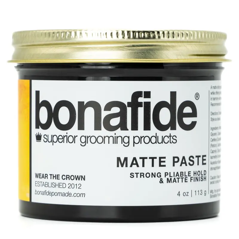 Bona Fide Pomade Pâte Matte 4 oz – Finition Matte, Tenue Flexible, À Base D’eau, Parfum Pamplemousse Léger