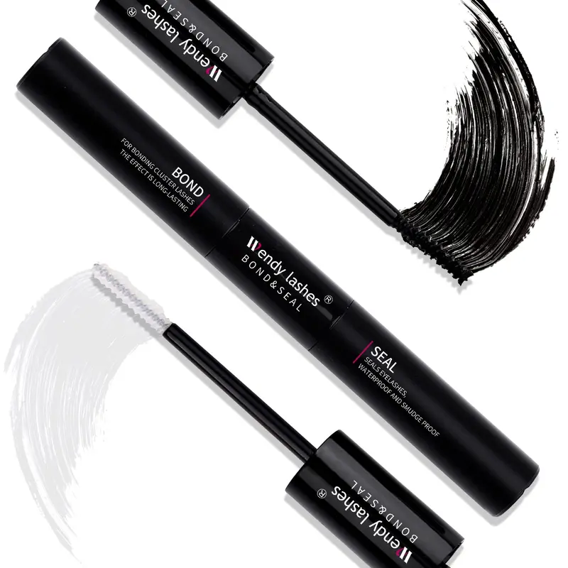 Bond et Seal 2 en 1 Wendy Lashes – Colle et Scellant pour Cils en Cluster, Utilisation à Domicile, 5ml Noir + 5ml Transparent