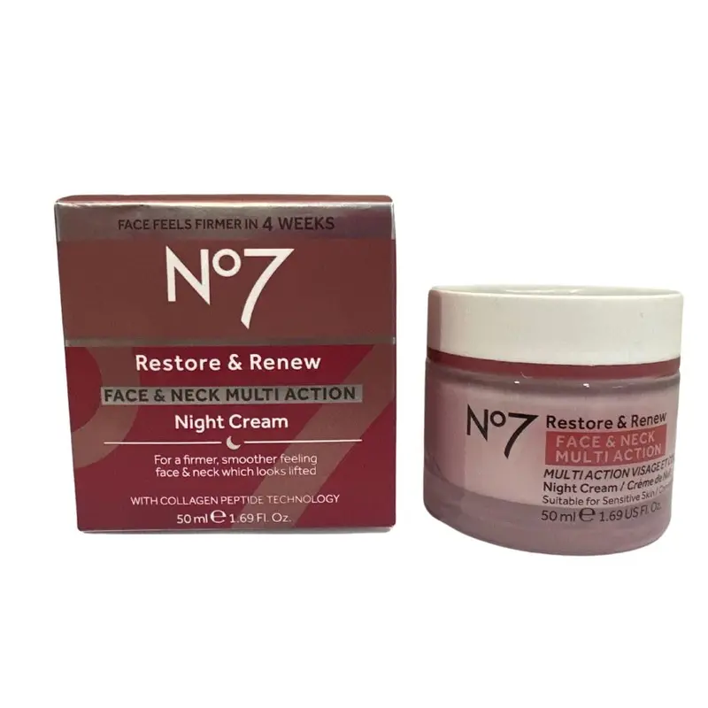 Boots No7 Restore and Renew Night Cream – Crème Nuit Hydratante 1,6 oz (47 ml)