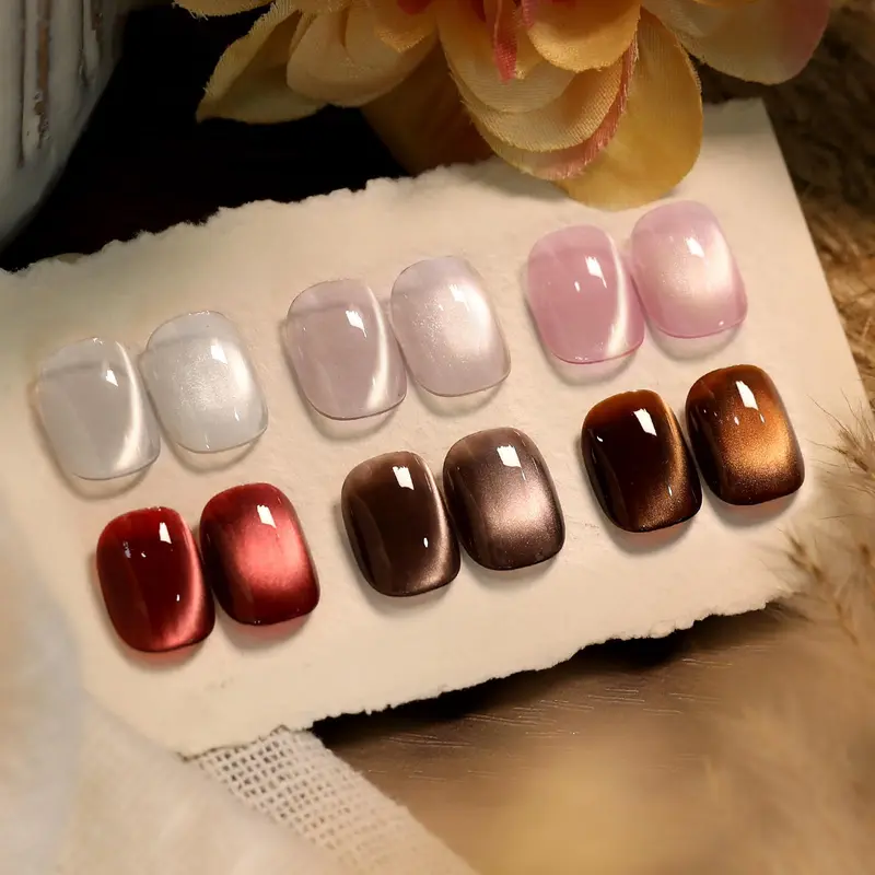 Born Pretty Cat Magnétique Gel Vernis – Ensemble 6 Couleurs Glitter Rétro, LED/UV
