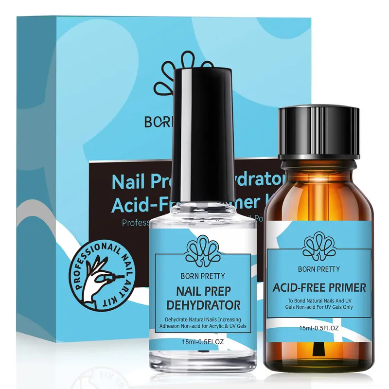 Born Pretty Déshydratant et Primer – 15 ml, sans HEMA/TPO, base non acide pour gels et acryliques