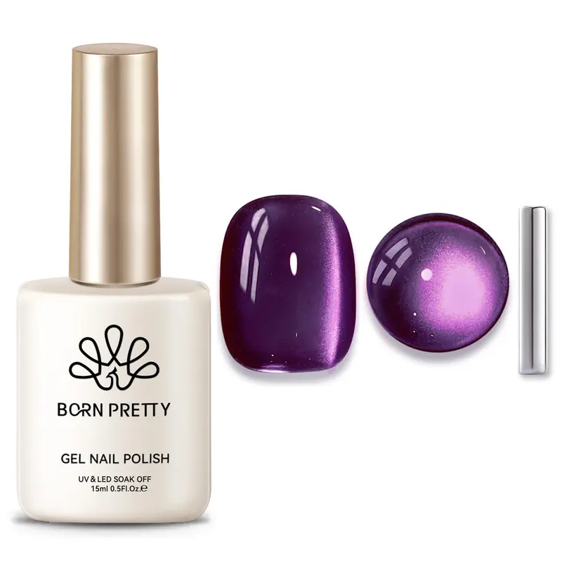 BORN PRETTY Gel Œil de Chat Magnétique pour Ongles – Violet Jelly, 15 ml