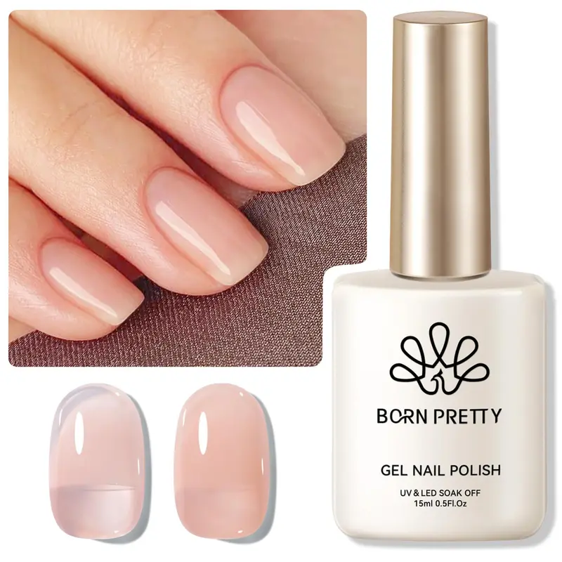 Born Pretty Jelly Nude – Vernis Gel Nude Translucide 15 ml pour Ongles, Look Naturel