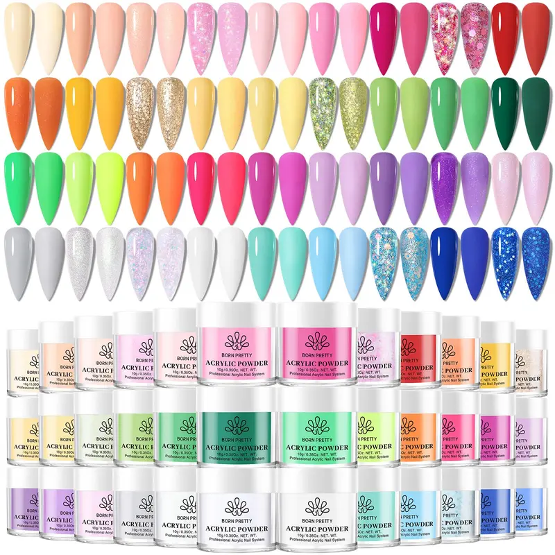Born Pretty Poudre Acrylique 36 Couleurs – Kit Nail Art Professionnel Printemps-Été