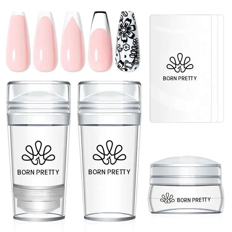 Born Pretty Tampons Ongulaires Silicone – Kit 6 Pièces Pour Manucure Française à Domicile