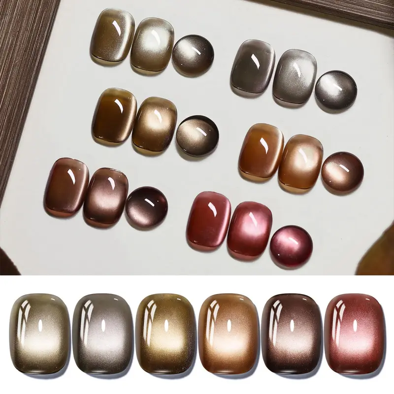 Born Pretty Vernis Gel Chat Magnetique – Kit Ongles 6 Bouteilles, Effet Oeil Chat et Brillance Durable