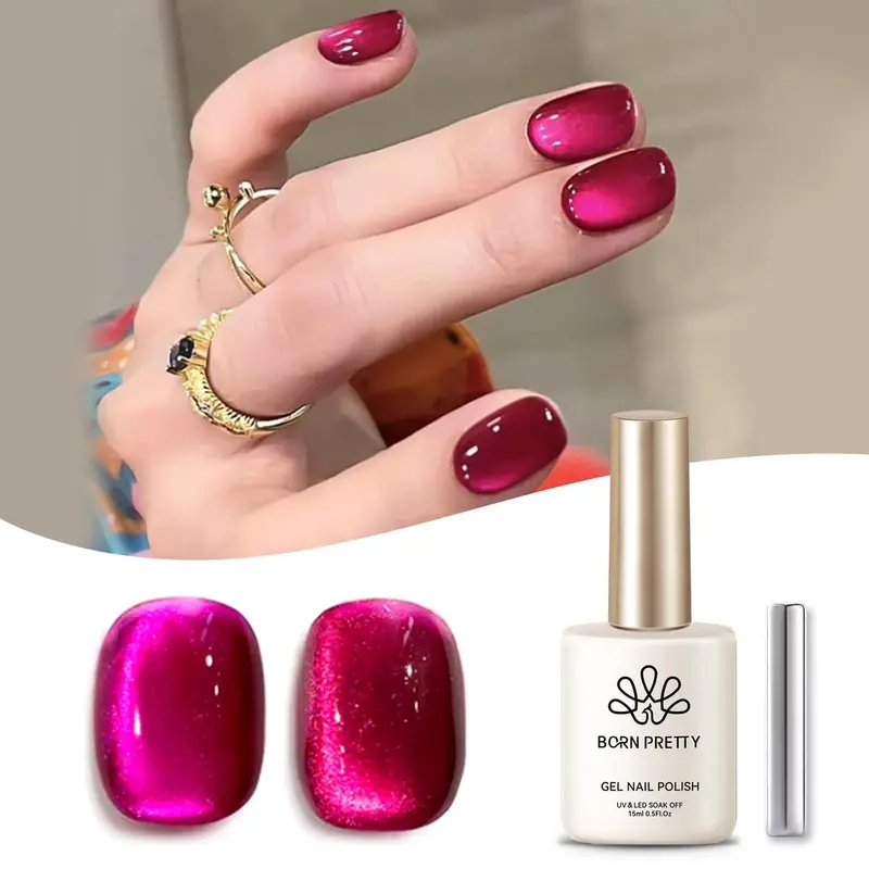 Born Pretty Vernis Gel Magnétique Œil de Chat Dragon Fruit – Effet Verre, 15 ml