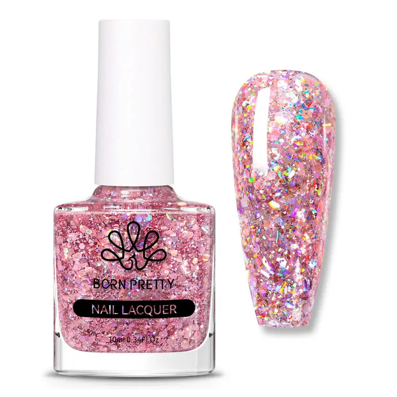 Born Pretty Vernis holographique Rose Or – Paillettes 10ml, Séchage rapide