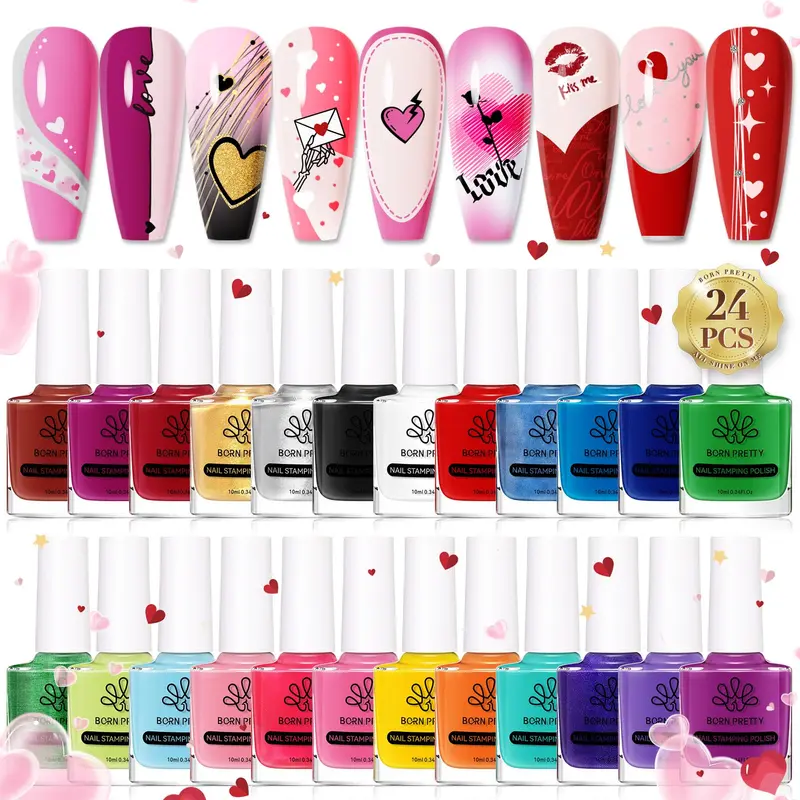 Born Pretty Vernis stamping Nail Art Halloween – Coffret 24 couleurs pour plaques stamping