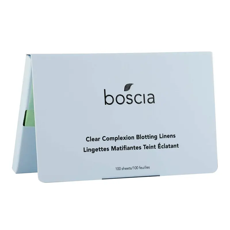 boscia – Feuilles blotting pour peau nette et mate – végane et sans cruauté – Pour peau mixte à grasse – Taille voyage – 100 feuilles