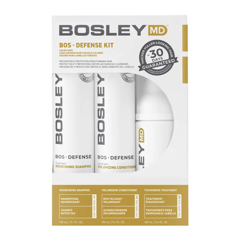 BosleyMD BosDefense KIT Prévention de l’amincissement — Adapté aux cheveux colorés, Starter 30 jours