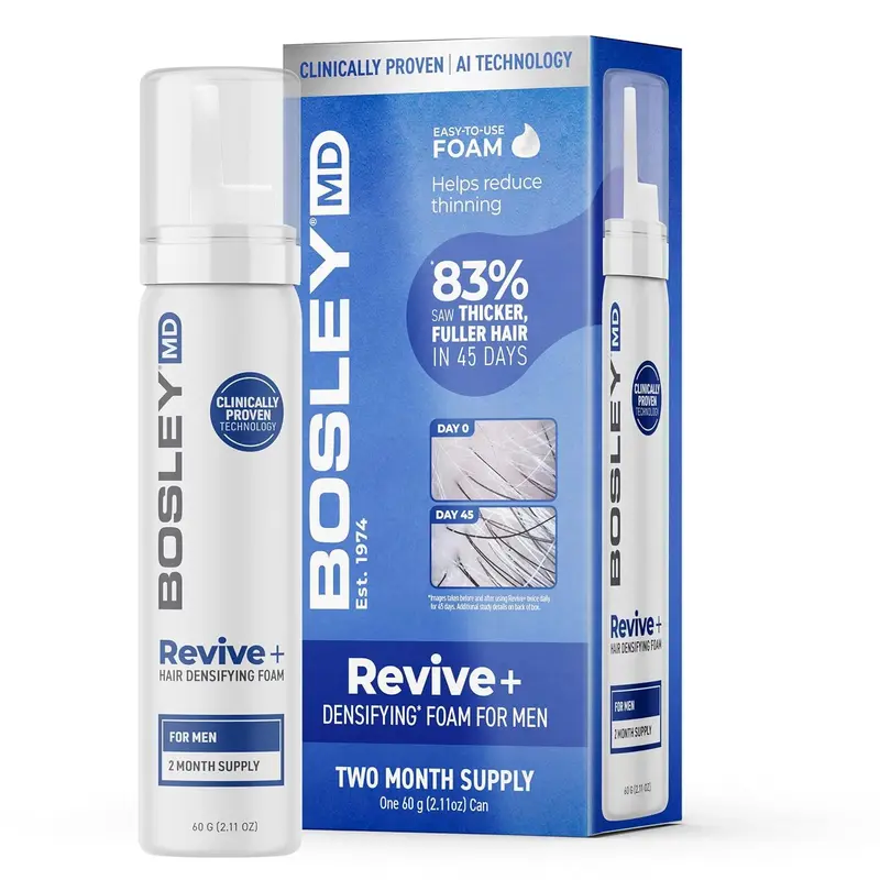 BosleyMD Revive+ Mousse Densifiante – Traitement Sans Médicament pour Cheveux qui s’Amincissent, Biotine & Y100™ | 60 jours