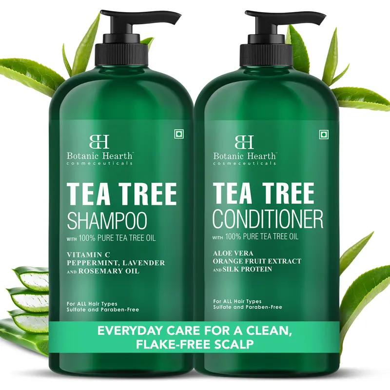 Botanic Hearth Shampoing et Après-Shampoing Arbre à Thé – 16 oz chacun | Huile d'arbre à thé pure | Sans sulfates et sans parabènes | Pour cuir chevelu sensible