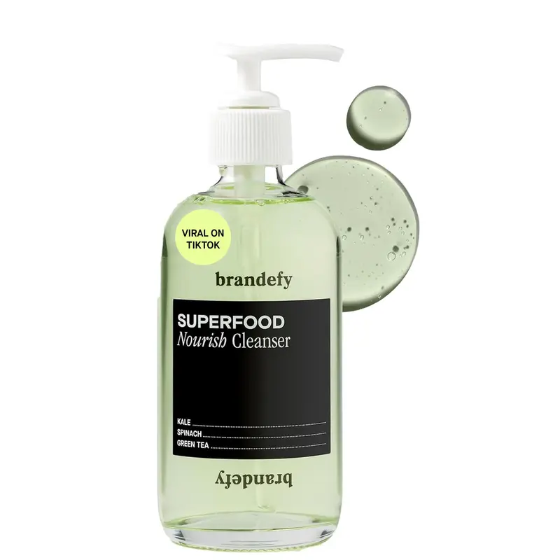 Brandefy Lave-Visage Superaliments – Nettoyant Doux au Kale, Thé Vert et Épinards, pH Équilibré, Bio, 240 ml
