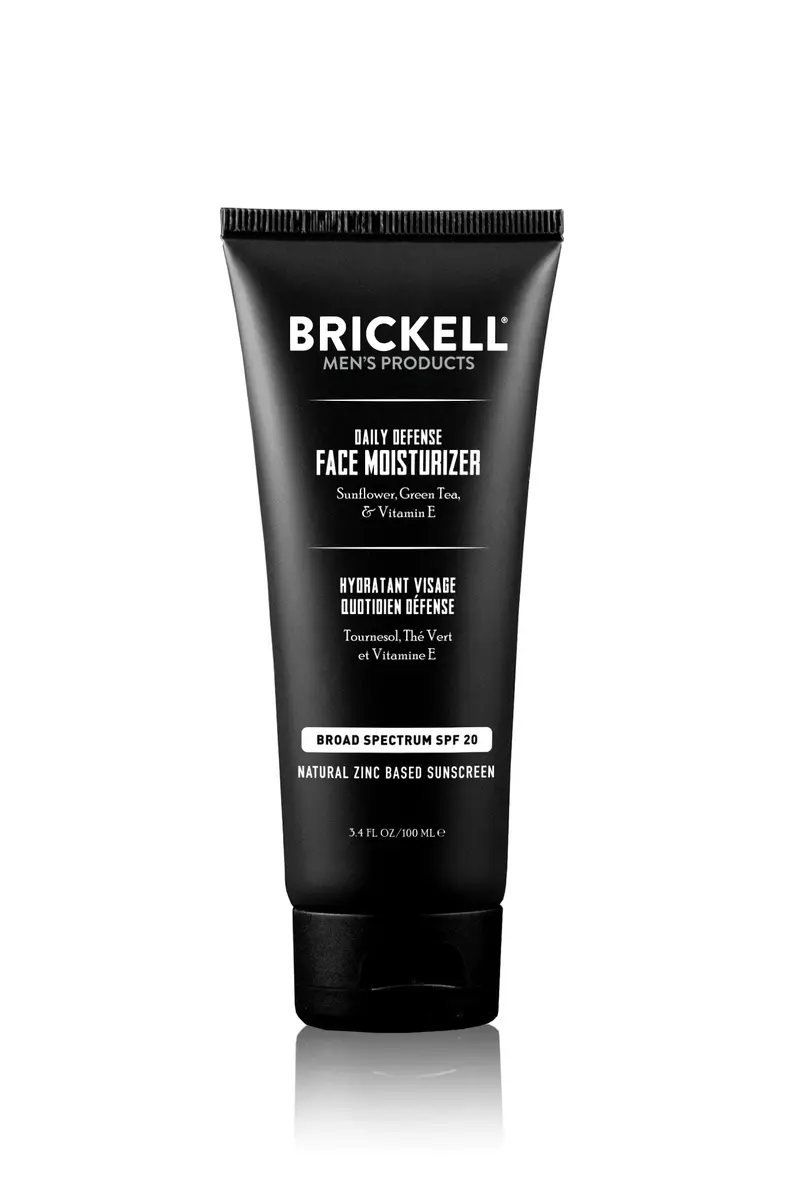 Brickell Défense Quotidienne SPF20 – Hydratant visage masculin minéral, sans parfum, 3,4 oz