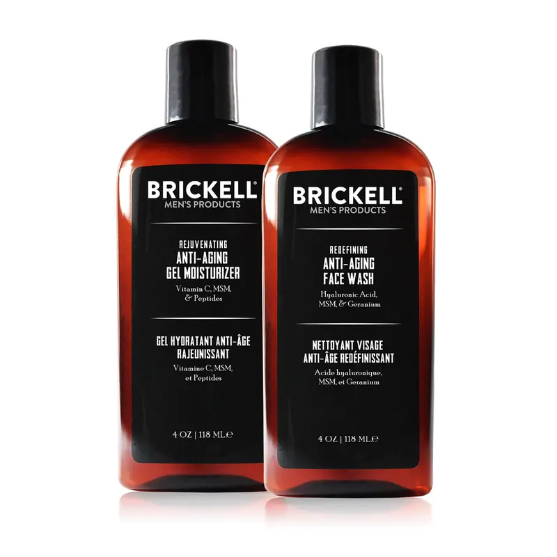 Brickell Men’s Products – Coffret Gel Nettoyant Visage et Gel Hydratant Anti‑Âge