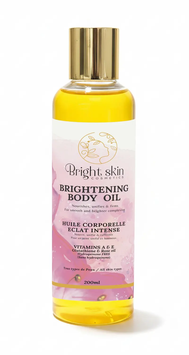Bright Skin Cosmetics — Huile Corporelle Éclaircissante (6,5 oz) au Glutathion et à l'Arbutine