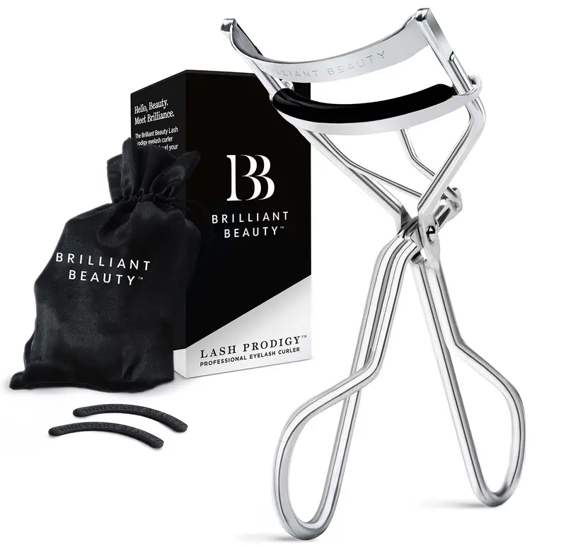 Brilliant Beauty Curleur Cils – Étui Satin et Recharges – Sans Pincement, Cils Bouclés en Un Instant (Platine) – Produit Primé