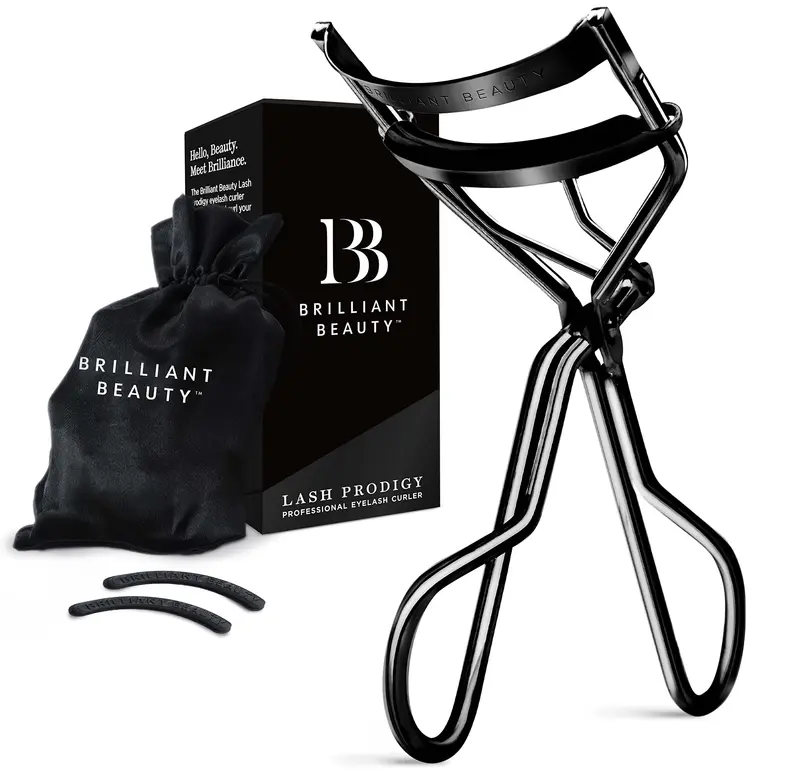 Brilliant Beauty Recourbe-Cils Jet Noir – Sac Satin, Recharges et Lift en Quelques Secondes