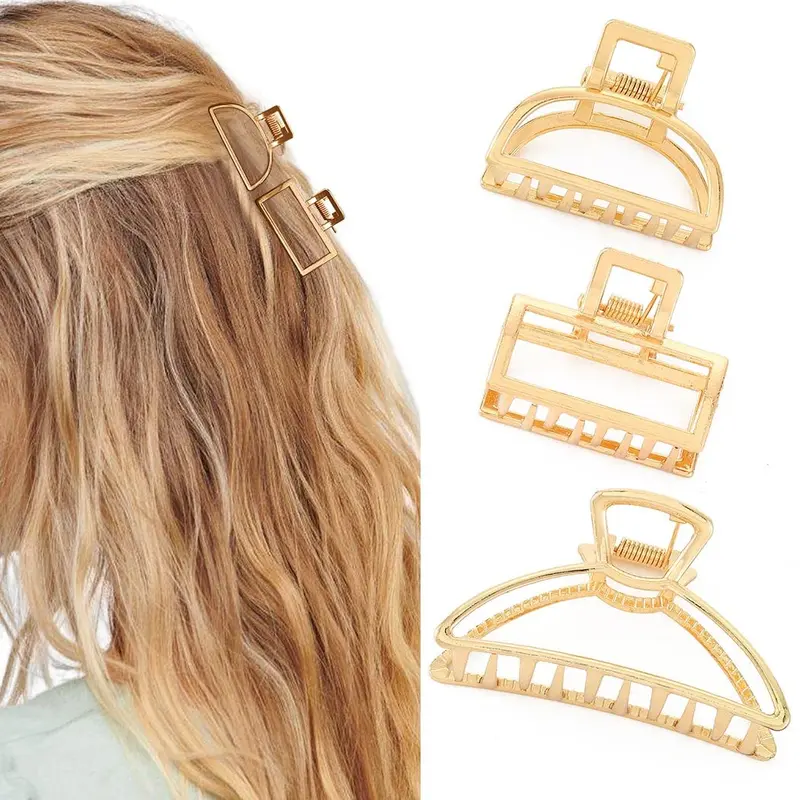 Brinie Pinces à Cheveux en Métal – Serre-Ongles Doré, Lot de 3, Anti-Glisse, Taille Moyenne