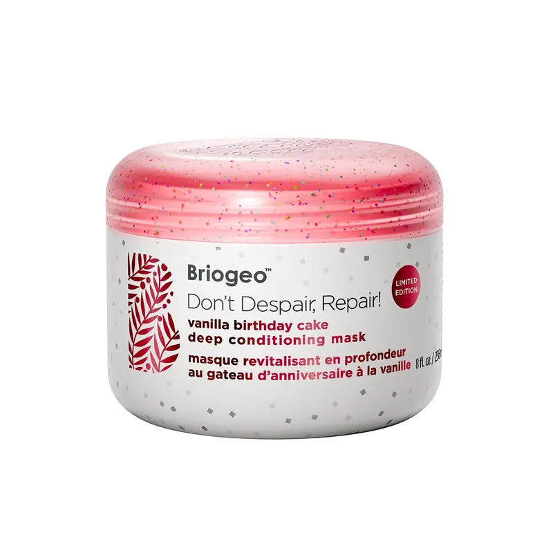 Briogeo Don't Despair, Repair! Masque Soin Profond – Parfum Gâteau d’Anniversaire, Cheveux Secs et Colorés