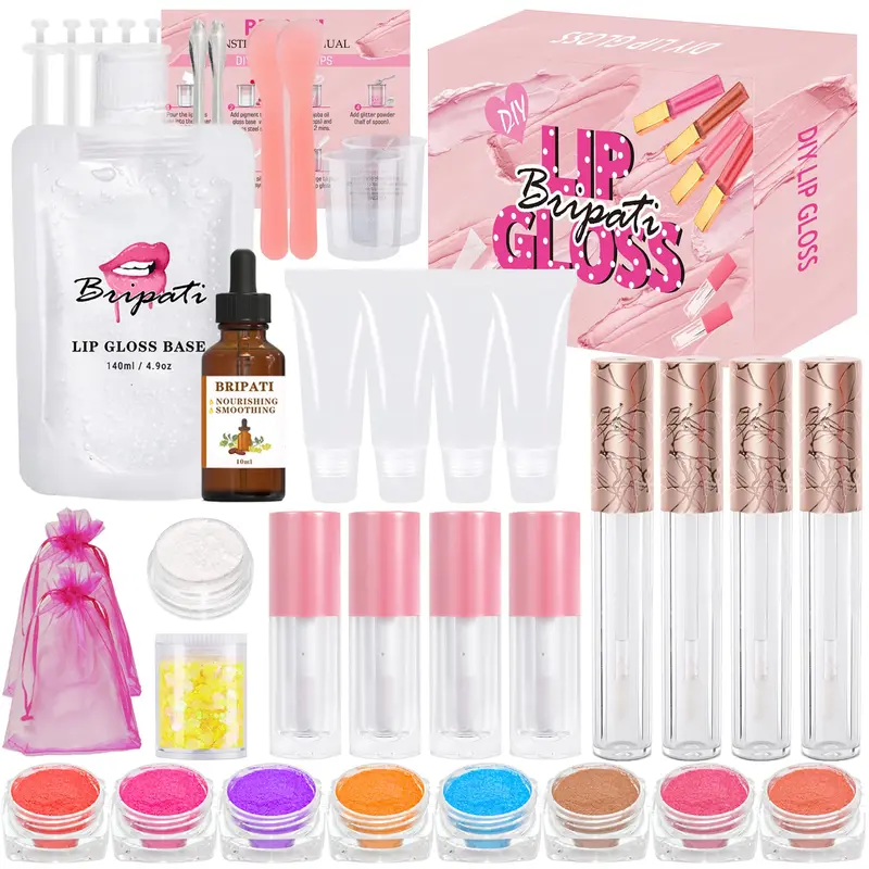 BRIPATI Kit de gloss pour les lèvres – Ensemble tout-en-un pour créer des gloss hydratants à domicile