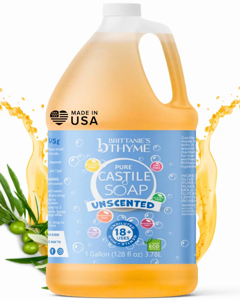 Brittanie's Thyme Savon Liquide Castile à l’Huile d’Olive — Recharge 1 galon Sans Parfum