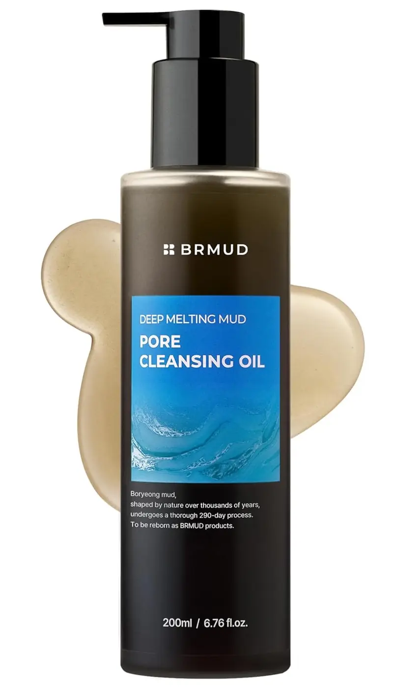 BRMUD — Huile nettoyante purifiante fondante à l’argile Boryeong, 7 huiles fermentées – Végan et Non comédogène – 200 ml