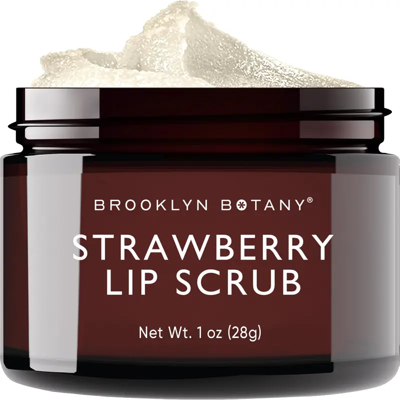 Brooklyn Botany Gommage Lèvres Exfoliant 1 oz – Hydratant pour Lèvres Sèches et Abîmées – Doux et Brillant – Saveur Fraise