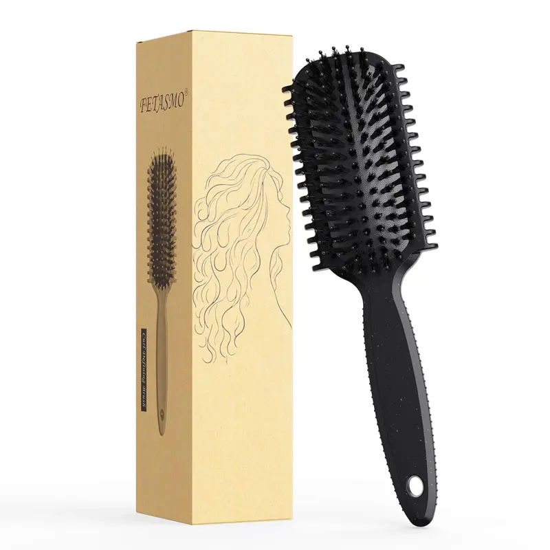 Brosse Curl Définissante FETASMO – Boucles définies, Flexible, Tiraillement réduit (Noir)