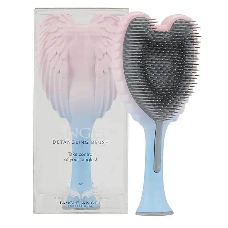 Brosse Démêlante Tangle Angel – Ailes d Ange Anti-Statique, poils souples pour cheveux lisses et ondulés – Rose/Bleu