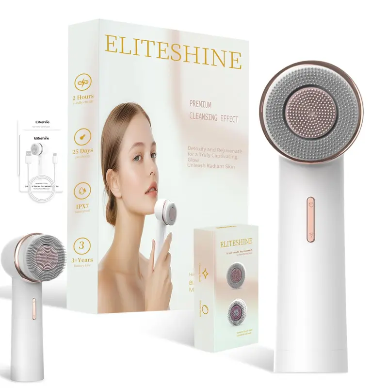 Brosse Nettoyage Visage Électrique Eliteshine – Silicone et Têtes Douces, Rechargeable