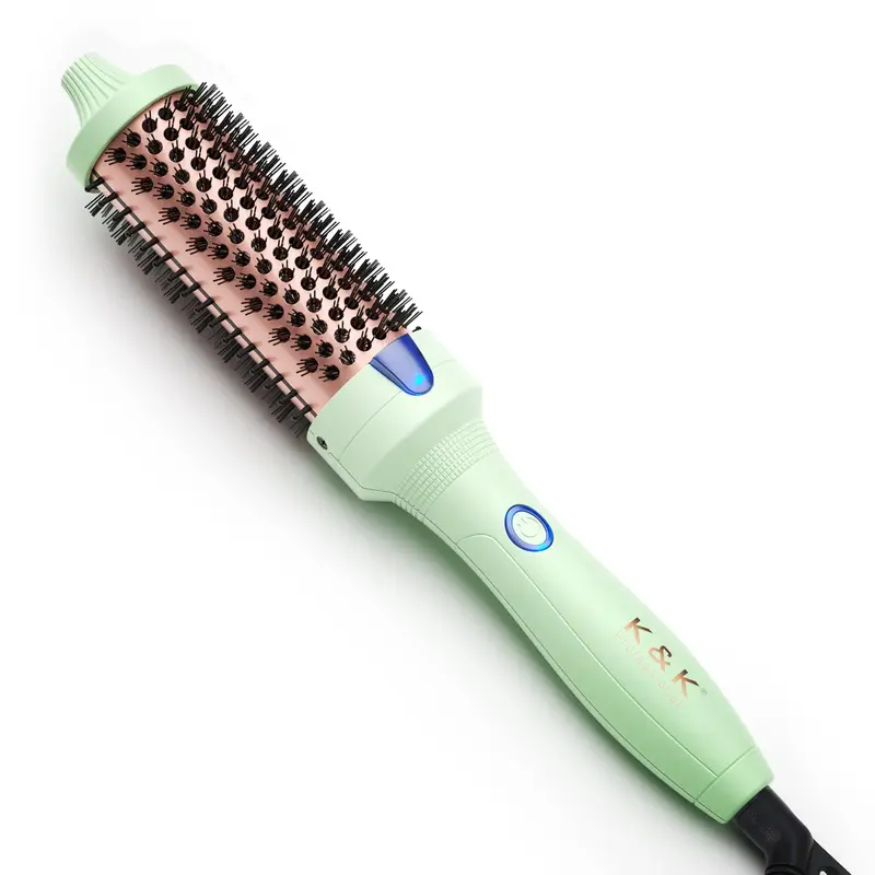 Brosse Thermique K&K 1,5 pouce – Look Blowout et Boucles Naturelles, Ion Négatif, Double Voltage, Chauffe Rapide 30 s