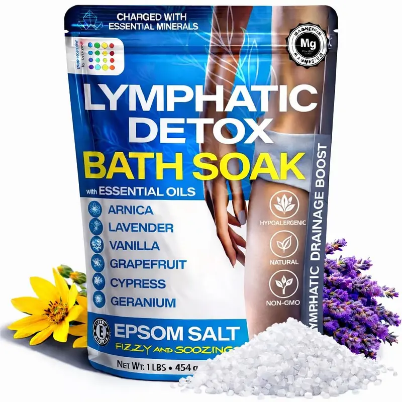 Bruizex Sels de Bain Arnica Montana – Drainage lymphatique et détox, Epsom, Lavande, 1 lb