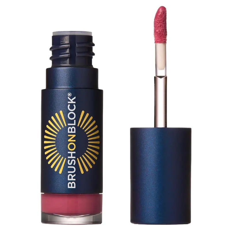Brush On Block huile pour les lèvres SPF 30 Peony — Protection minérale UVA/UVB et lumière bleue, hydratant, végane