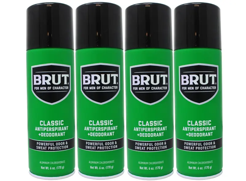 BRUT Déodorant Spray Classique – Anti-transpirant TRIMAX 24h, Pack de 4 (6 oz chacun)