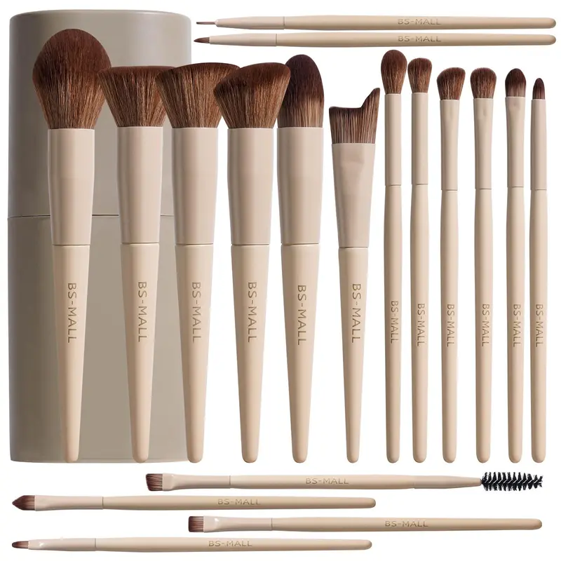 BS-MALL Ensemble de Pinceaux Maquillage Professionnels 18 Pièces — Fond de Teint, Correcteur, Fard à Joues, Ombres et Étui
