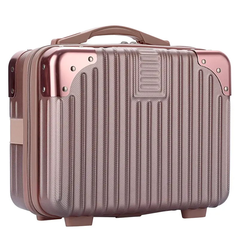 BSTKEY Coffret Maquillage de Voyage Rigide Rose Doré – Petit Étui Cabine