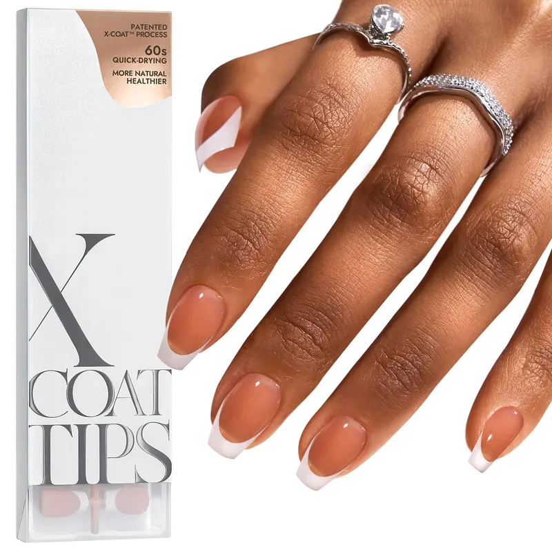 BTArtboxnails - Ongles à poser à pointe française marron court, XCOATTIPS, facile à réaliser