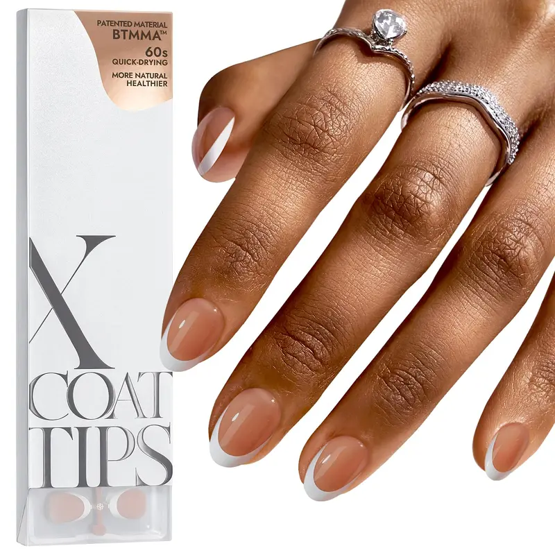 BTArtboxnails - Tips gel French pour ongles marron, extra court, forme amande – XCOATTIPS